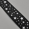 100 Yards Polyester Star Print Grosgrain Ribbon OCOR-WH0085-62-3