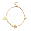 Ion Plating(IP) 304 Stainless Steel Tortoise Link Anklet with Ball Charms for Women AJEW-G049-04G-1