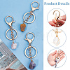  6Pcs 6 Styles Nuggets Natural Gemstone Wire Wrapped Keychain Key Ring KEYC-NB0001-50-4