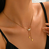 Stainless Steel & Natural White Shell Moon Star Pendant Y-Shaped Tassel Necklaces for Women PP3147-3