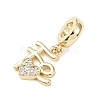Brass Micro Pave Clear Cubic Zirconia European Dangle Charms KK-B159-06G-2