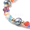 Natural Pearl & Glass Triangle Beaded Stretch Bracelet for Women BJEW-JB08230-6