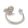 Cubic Zirconia Heart Open Cuff Ring with ABS Plastic Pearl Beaded RJEW-M148-05P-2