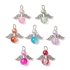 7Pcs 7 Colors Transparent Crackle Glass Pendants PALLOY-JF03348-01-1