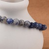 Natural Blue Spot Jasper Bead Stretch Bracelets BJEW-K212-A-039-4