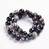 Natural Black Striped Agate/Banded Agate Beads Strands G-J359-01-8mm-2