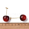 304 Stainless Steel Cherry Stud Earrings EJEW-L304-13G-01-5