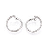 Brass Micro Pave Clear Cubic Zirconia Ring Hoop Earrings EJEW-T048-38P-1
