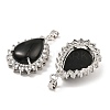 Natural Obsidian & Rhinestone Pendants G-K338-31P-10-2
