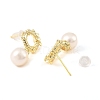 Natural Pearl with Ring Dangle Stud Earrings EJEW-K252-03G-2