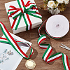 50 Yards Tricolor Polyester Striped Grosgrain Ribbon OCOR-WH0078-199C-5