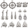 64Pcs 8 Style Camping Theme Tibetan Style Alloy Pendants FIND-SC0008-57-1