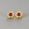 Valentine's Day Brass Clear Cubic Zirconia Stud Earrings WGA37BF-04-1