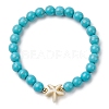 Round Synthetic Turquoise Beaded Stretch Bracelets BJEW-JB10276-02-1