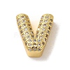 Brass Micro Pave Clear Cubic Zirconia Charms ZIRC-C009-01G-V-1
