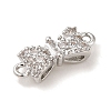 Brass Pave Clear Cubic Zirconia Connector Charms KK-G499-14P-2