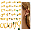 25Pcs Stainless Steel Pave Green and Clear Cubic Zirconia Cartilage Earring Sets EJEW-PH0001-53-1