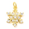 Snowflake Real 18K Gold Plated Rack Plating Brass Micro Pave Cubic Zirconia Pendants Charms KK-S396-11B-1