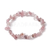 Natural Rose Quartz Chips Beaded Stretch Bracelets for Women BJEW-JB10046-15-2