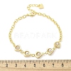 Brass Micro Pave Clear Cubic Zirconia Charm Bracelets for Women BJEW-C083-09G-5