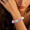 100Pcs UV Plating Rainbow Iridescent Acrylic European Beads MACR-PA0001-29-6