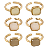 6Pcs 3 Colors Alloy & Resin Adjustable Cuff Rings for Women RJEW-HY0001-34-1