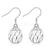 Simple Fashion Silver Plated Brass Filigree Wave Round Lantern Dangle Earrings EJEW-BB00699-1