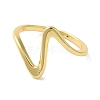 Rack Plating Wave Brass Open Cuff Ring for Women RJEW-S413-04G-2