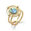 Oval 304 Stainless Steel Paua Shell Finger Rings for Women RJEW-G346-09G-01-4