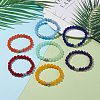7Pcs 7 Color Natural Malaysia Jade(Dyed) Stretch Bracelets Set with Alloy Hangers BJEW-JB08133-2