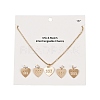 Brass Heart with Lucky Number 333 Pendant Necklaces & Alloy Pendants Sets SJEW-P005-01G-4