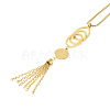 Ion Plating(IP) 304 Stainless Steel Ring with Tassel Pendant Necklace with Box Chains for Women NJEW-B087-07G-3