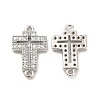 Brass Micro Pave Clear Cubic Zirconia Connector Charms KK-E068-VB329-2
