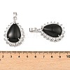 Natural Obsidian & Rhinestone Pendants G-K338-31P-10-3