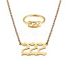 Angel Number Pendant Necklace & Open Cuff Ring JX196A-1