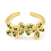 Flower Rack Plating Brass Micro Pave Cubic Zirconia Open Cuff Rings for Women RJEW-N047-01G-05-RS-2