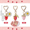 2Pcs 2 Colors Strawberry & Flowers Alloy Enamel & Acrylic Pendant Decoration HJEW-SP0001-13-2