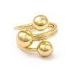 Brass Triple Half Round Open Cuff Ring for Women RJEW-I092-03G-2