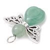 Natural Green Aventurine/Lapis Lazuli/Rose Quartz/Tiger Eye/Blue Spot Jasper/Synthetic Turquoise Heart Angel Pendants X-PALLOY-JF03186-01-5
