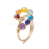 Natural & Synthetic Mixed Gemstone Teardrop Finger Ring RJEW-JR00652-1