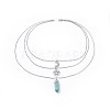 Bullet Synthetic Turquoise Pendant Tiered Necklaces NJEW-JN02457-06-1