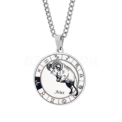 Non-Tarnish Unisex 201 Stainless Steel Constellation Pendant Necklaces NJEW-T011-LA721-1-1