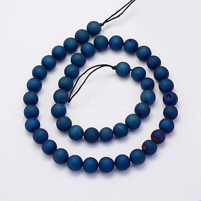 Electroplate Natural Druzy Agate Beads Strands G-G708-6mm-03-1