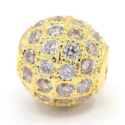 CZ Jewelry Brass Micro Pave Cubic Zirconia Round Beads ZIRC-M024-04-1