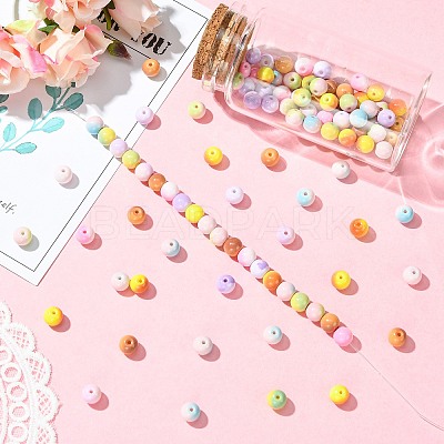 100Pcs Two-tone Opaque Spray Painted Glass Beads GLAA-CJ0002-94-1