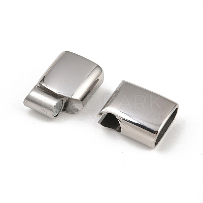 Tarnish Resistant Smooth 304 Stainless Steel Magnetic Clasps with Glue-in Ends STAS-E055-10-1