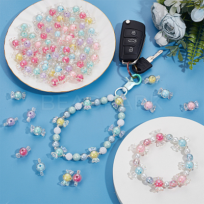100Pcs Transparent Acrylic Beads TACR-SP0001-19-1