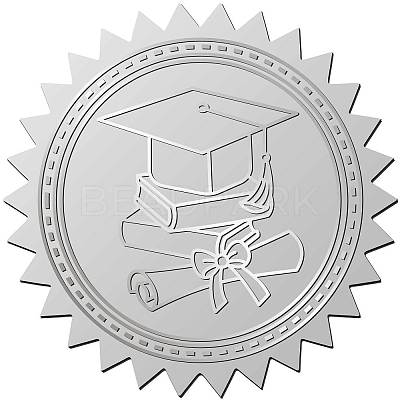 34 Sheets Graduation Theme Silver Foil Embossed PET Picture Sticker DIY-WH0528-002-1