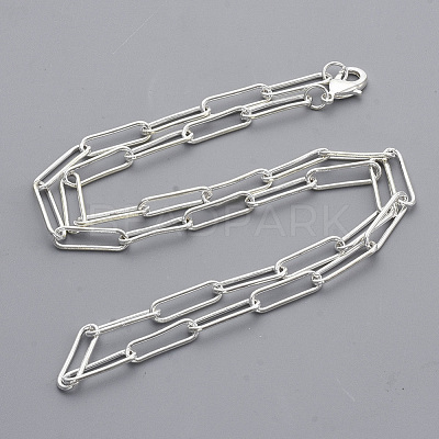 Brass Round Oval Paperclip Chain Necklace Making MAK-S072-05A-S-1