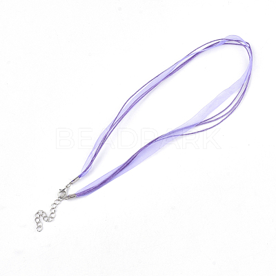 Waxed Cord and Organza Ribbon Necklace Making NCOR-T002-172-1